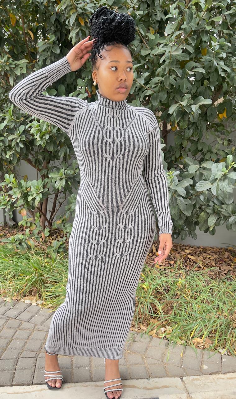 Trendy striped long dress perfect for casual or formal wear