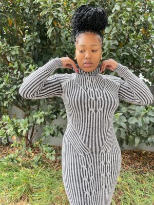 Trendy striped long dress perfect for casual or formal wear