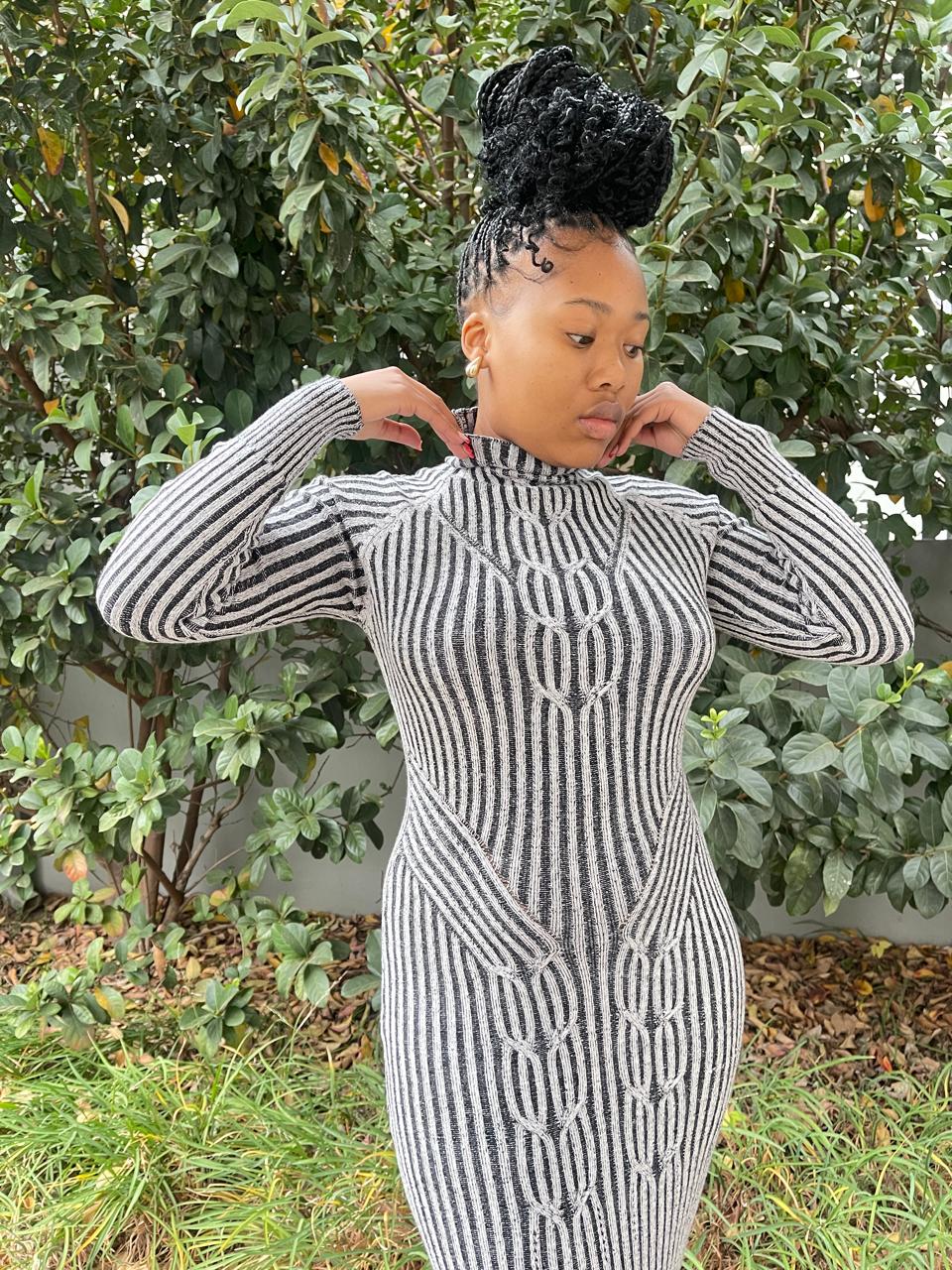 Trendy striped long dress perfect for casual or formal wear