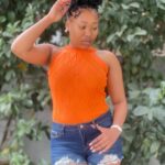 Trendy orange bodysuit perfect for a bold and fashionable look