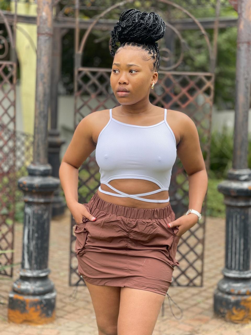 crop top with lace up ack details, showcasing a stylish and modern summer look in johannesburg
