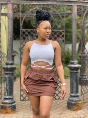 crop top with lace up ack details, showcasing a stylish and modern summer look in johannesburg
