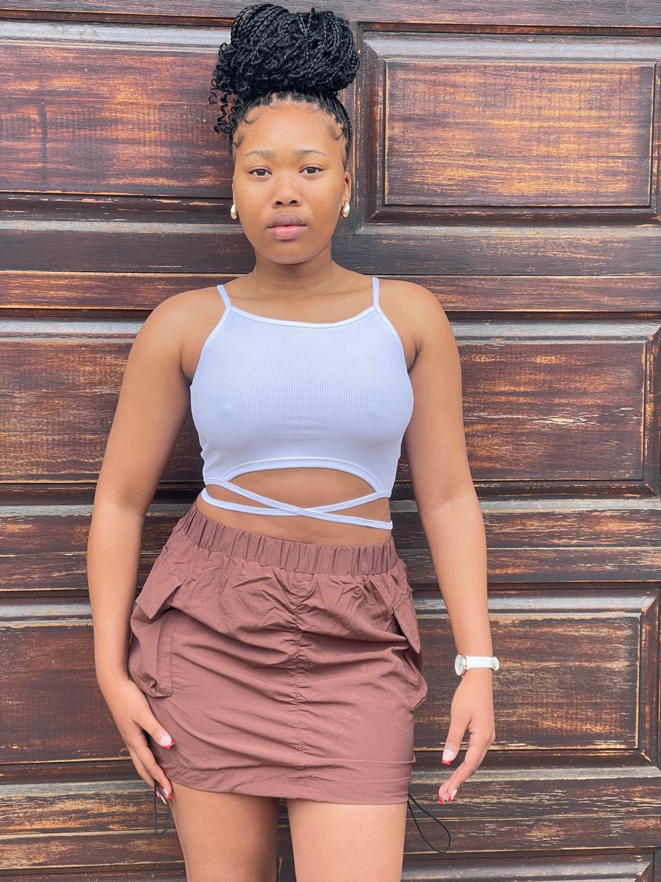 crop top with lace up ack details, showcasing a stylish and modern summer look in johannesburg