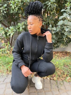 Fashionable black hoodie jumpsuit for women, ideal for everyday wear in gauteng