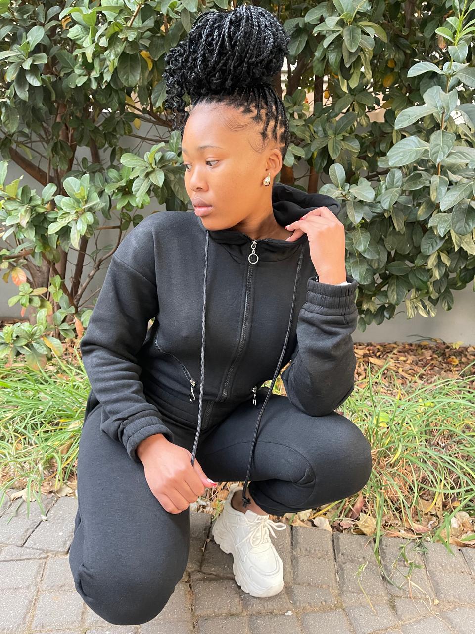 Fashionable black hoodie jumpsuit for women, ideal for everyday wear in gauteng