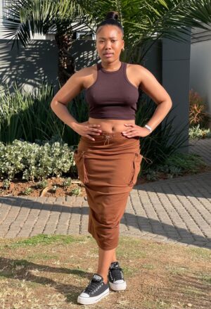 Fashionable brown cargo skirt for women, ideal for casual and versatile outfits in gauteng