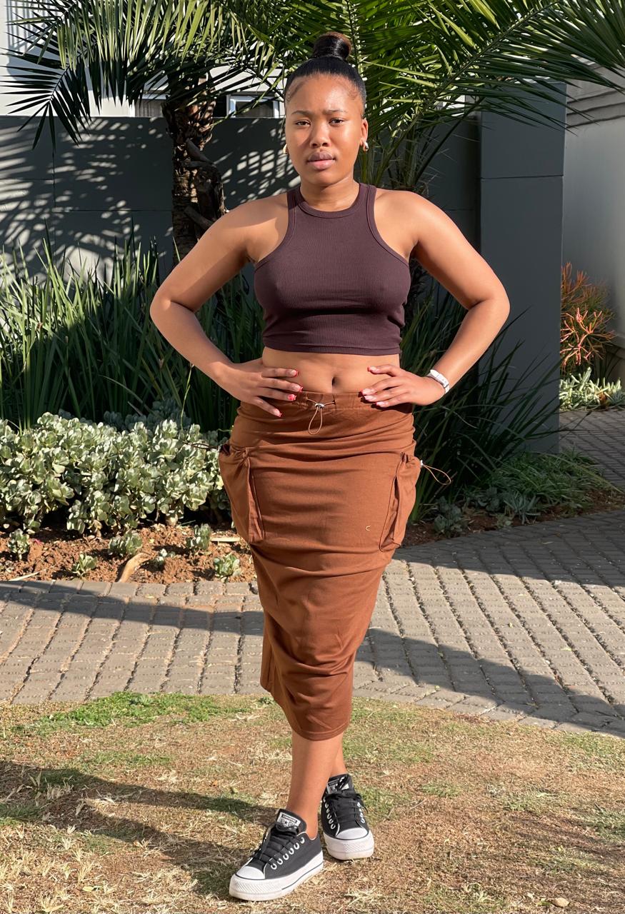 Fashionable brown cargo skirt for women, ideal for casual and versatile outfits in gauteng