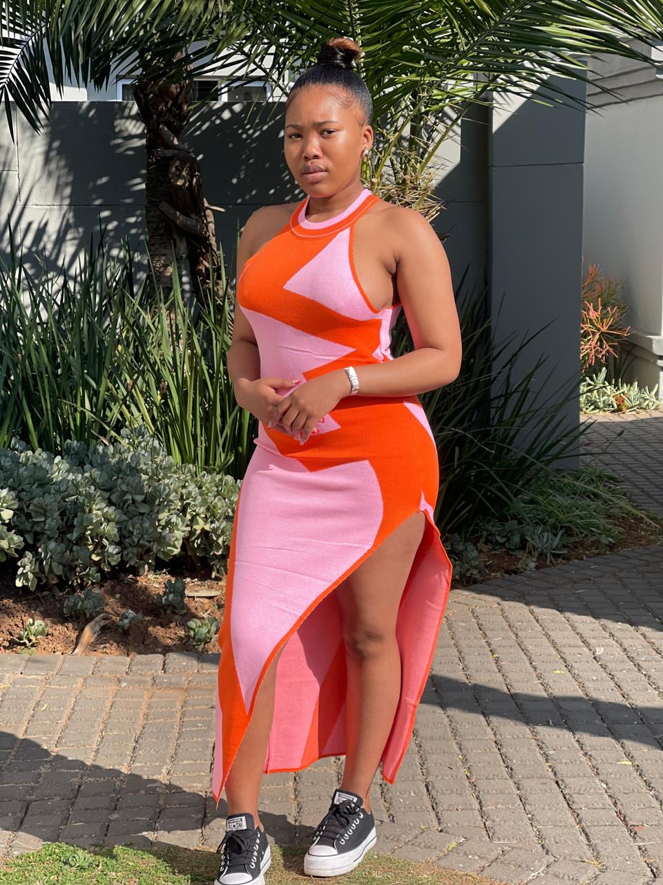 Trendy side slit maxi dress offering a flattering, comfortable fit