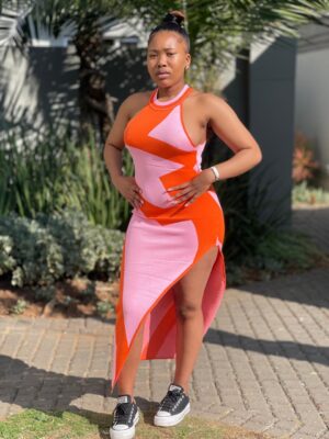 Trendy side slit maxi dress offering a flattering, comfortable fit