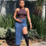 Girls and women's high slit denim skirt ideal for warm weather and casual events