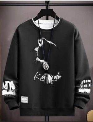 Black graphic sweatshirt for men available in Johannesburg – stylish casual wear for street fashion and urban outfits.