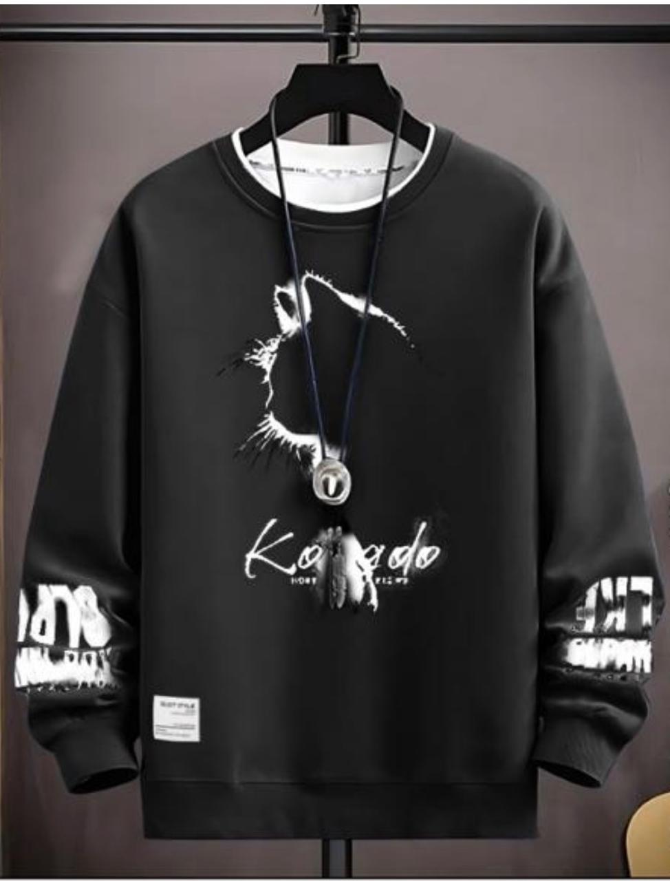 Black graphic sweatshirt for men available in Johannesburg – stylish casual wear for street fashion and urban outfits.